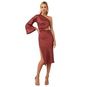 Jen's Pirate Booty One-Shoulder Cutout Midi Dress in Rust Red